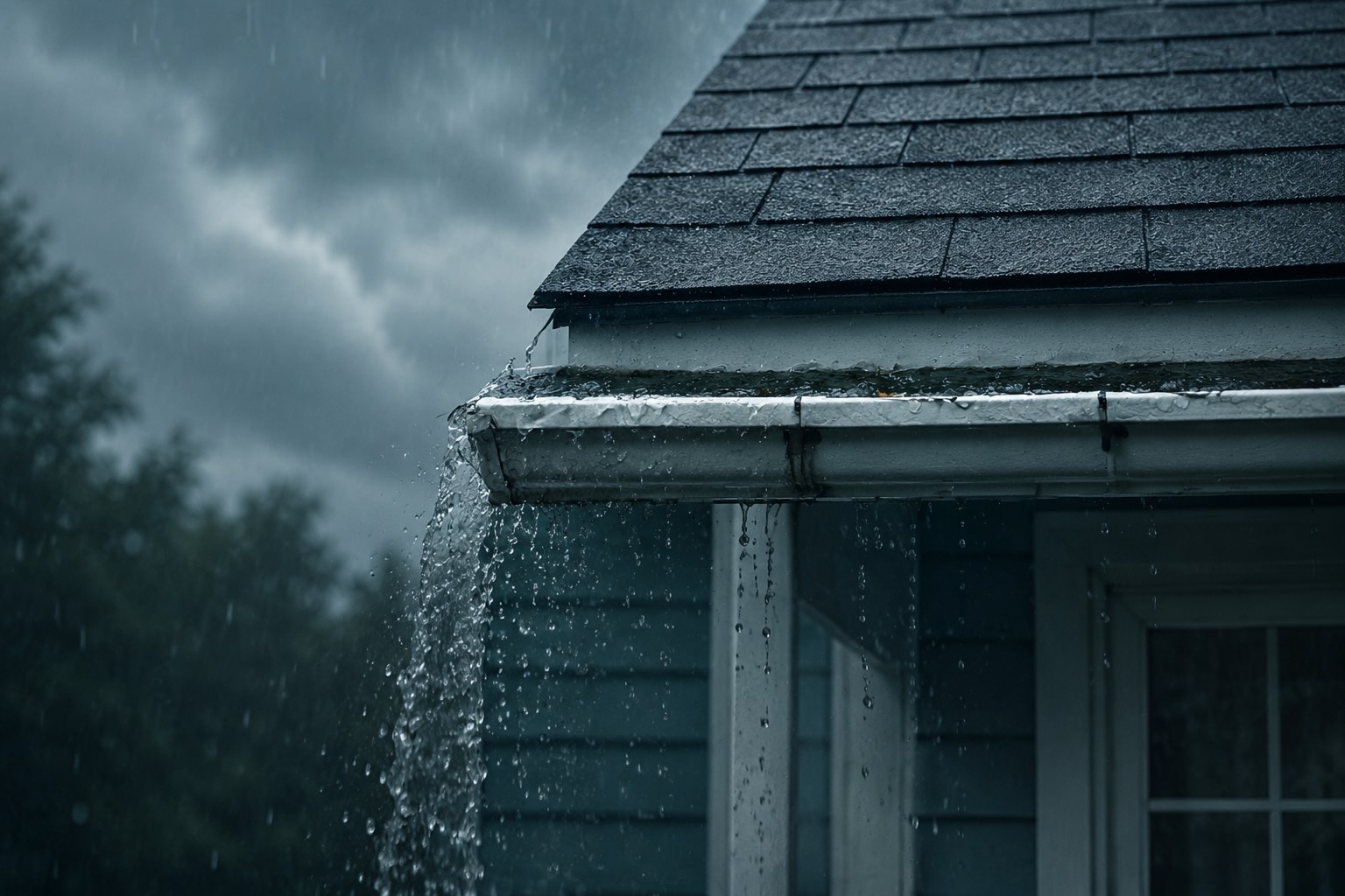 Home overflowing gutters but not clogged