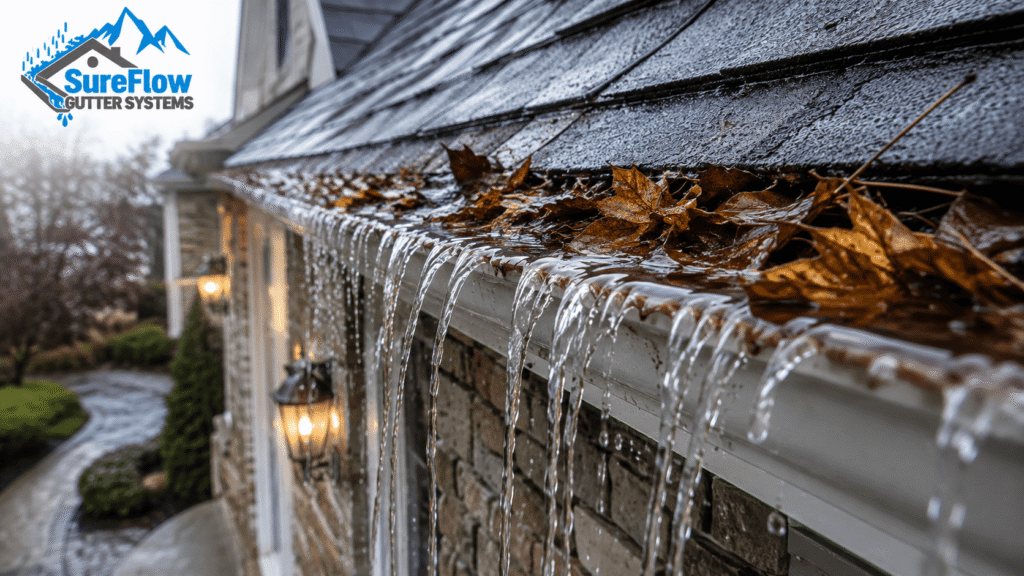 Clogged gutters on home